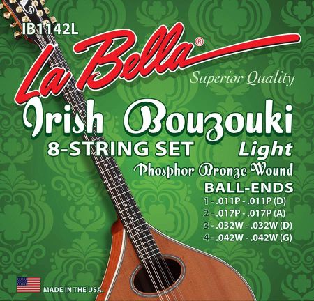 La Bella IB1142L Irish Bouzouki 8-String Set 11-42 Light IB1142L